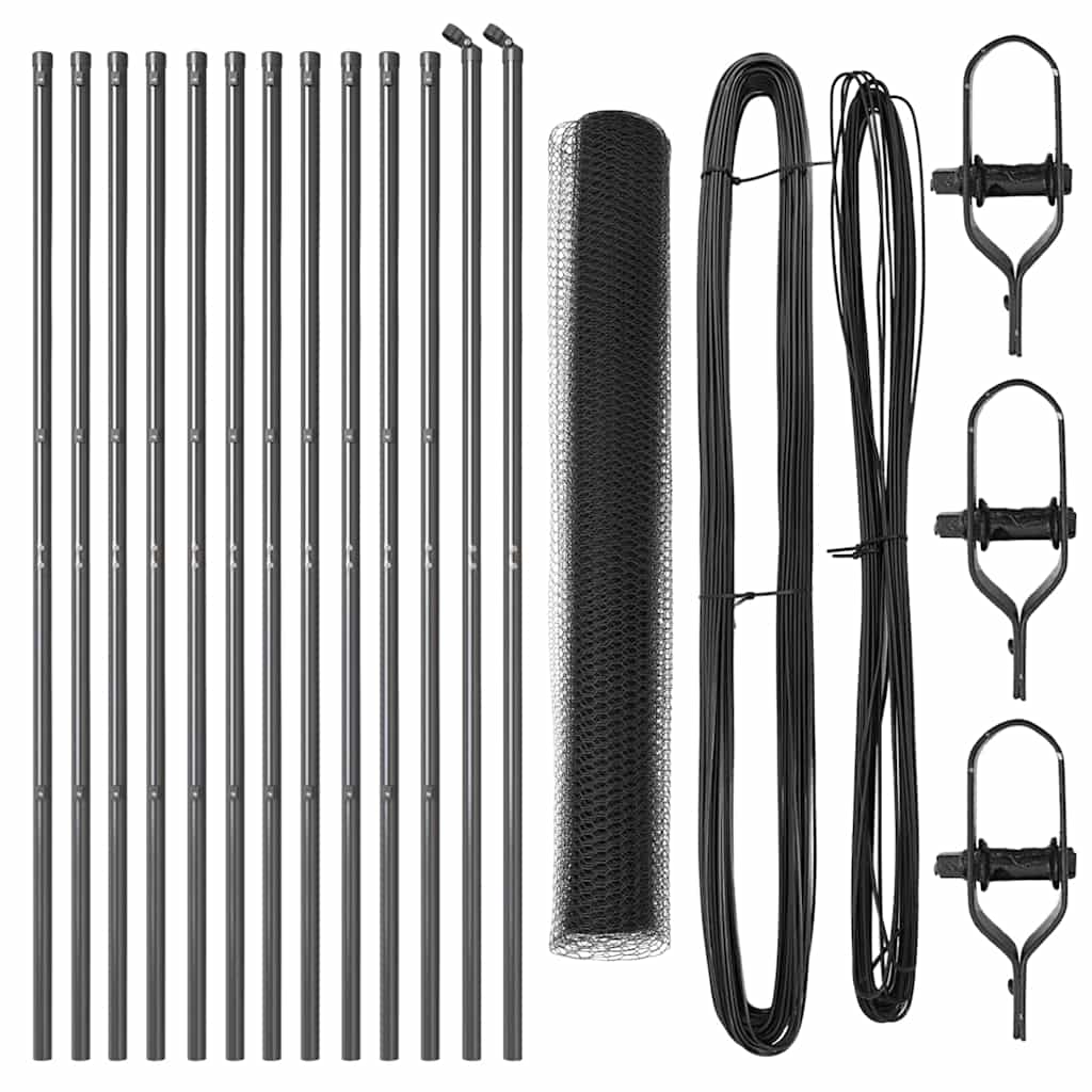 Vidaxl poteau de clôture gris 25 x 1 m (maille 13 mm) acier
