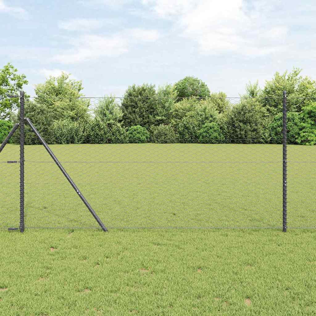 Vidaxl poteau de clôture gris 25 x 1,2 m (maille 36 mm) acier