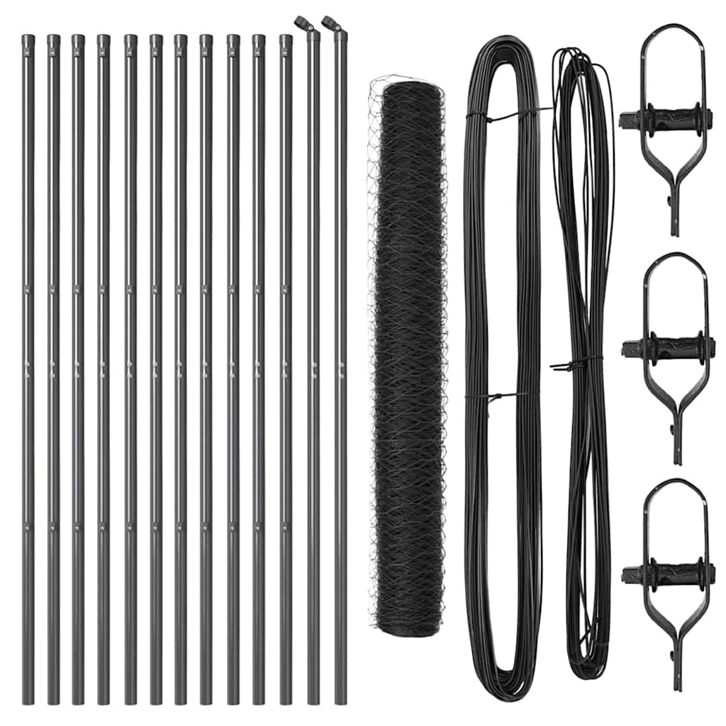 Vidaxl poteau de clôture gris 25 x 1,2 m (maille 36 mm) acier
