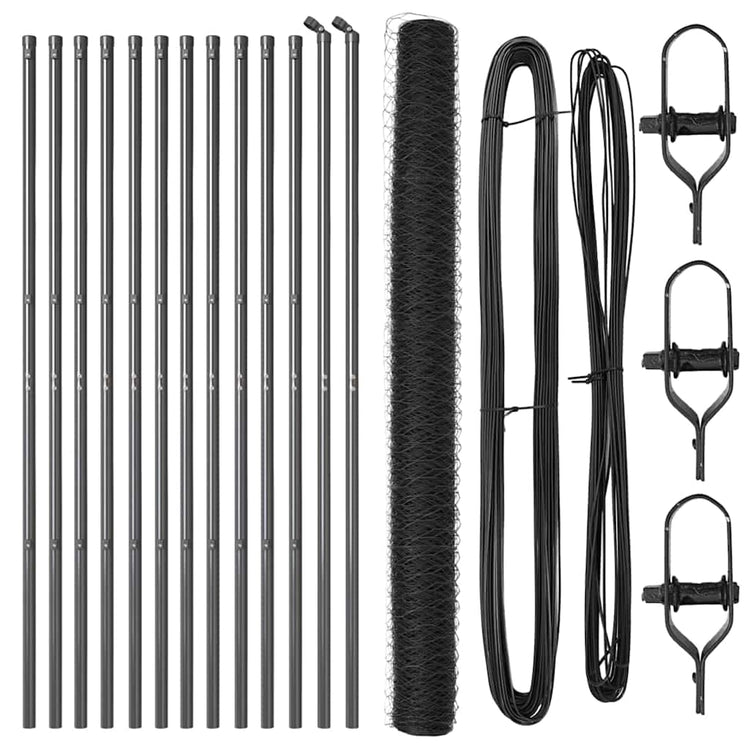 Vidaxl poteau de clôture gris 25 x 1,5 m (maille 50 mm) acier