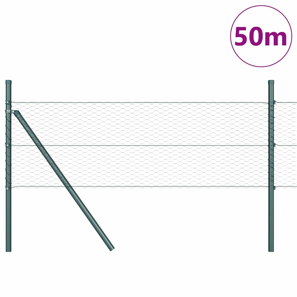 Vidaxl poteau de clôture gris 50 x 0,5 m (filet 25 mm) acier et PVC