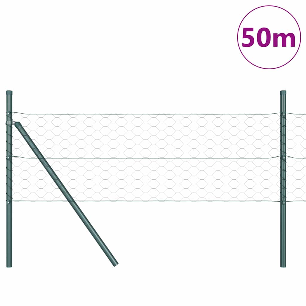 Vidaxl poteau de clôture gris 50 x 0,5 m (maille 50 mm) acier et PVC