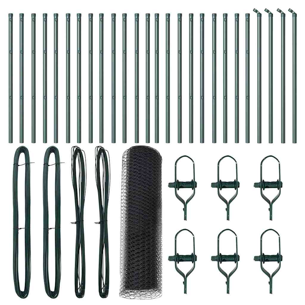 Vidaxl poteau de clôture gris 50 x 0,6 m (maille 25 mm) acier et PVC
