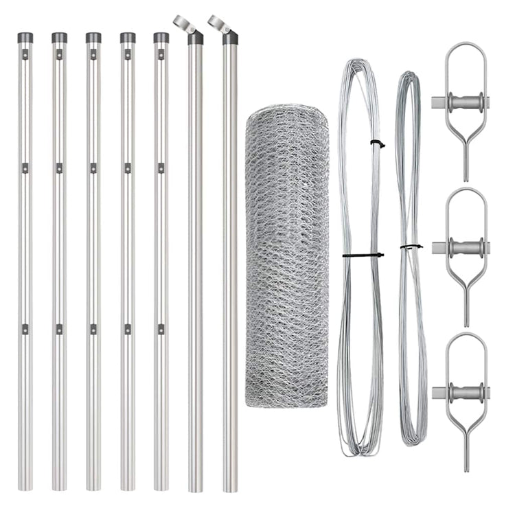 Vidaxl poteau de clôture argent 10 x 0,4 m (maille 13 mm) acier