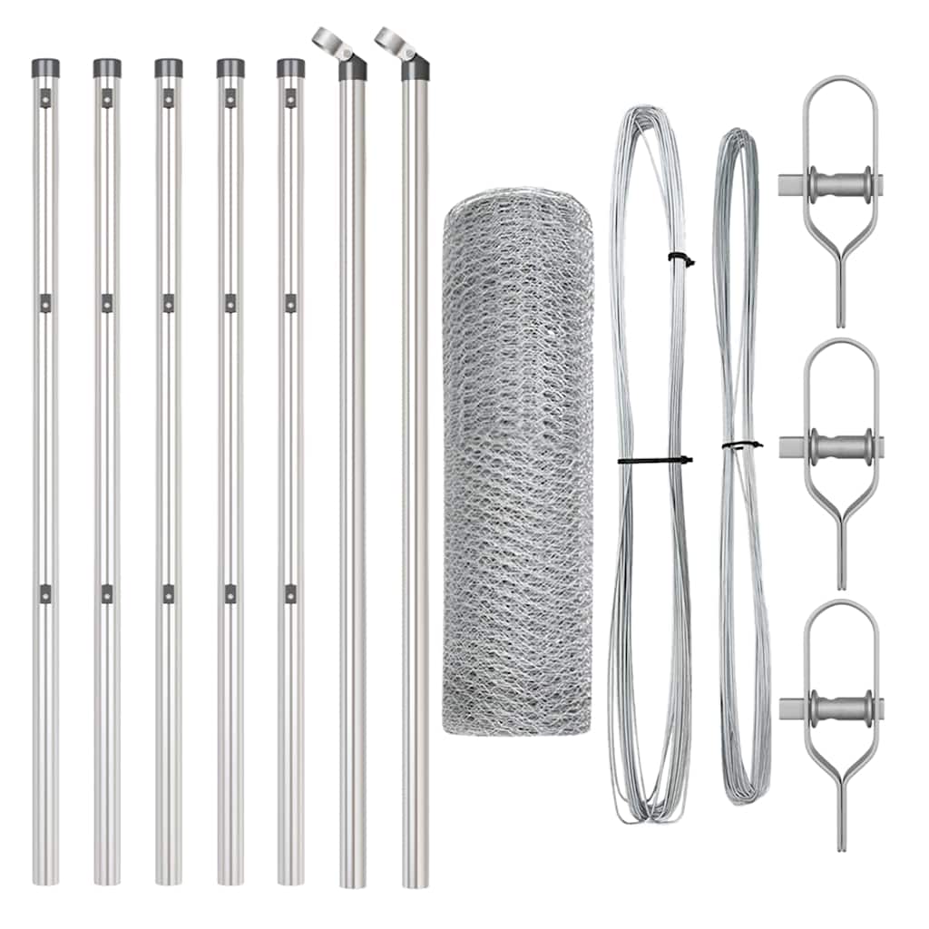 Vidaxl poteau de clôture argent 10 x 0,5 m (maille 13 mm) acier