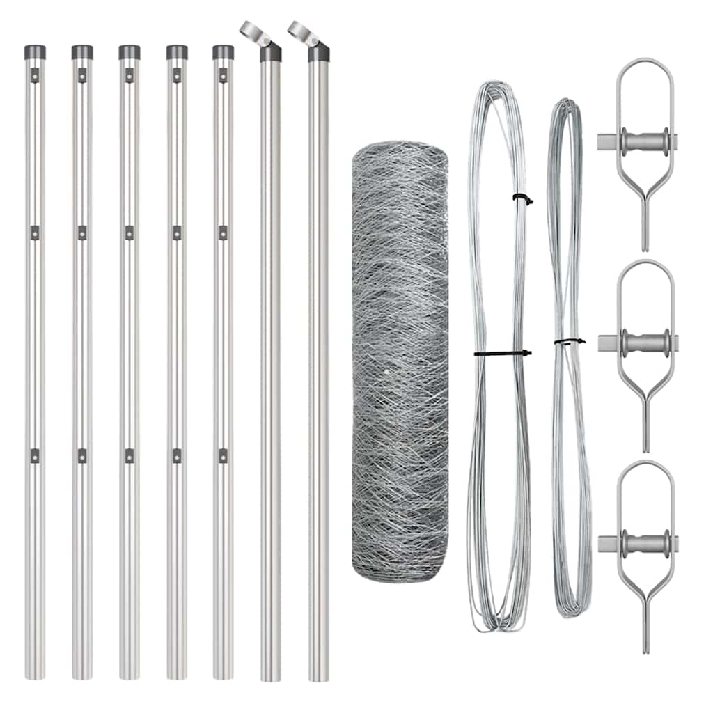 Vidaxl poteau de clôture argent 10 x 0,5 m (maille 36 mm) acier