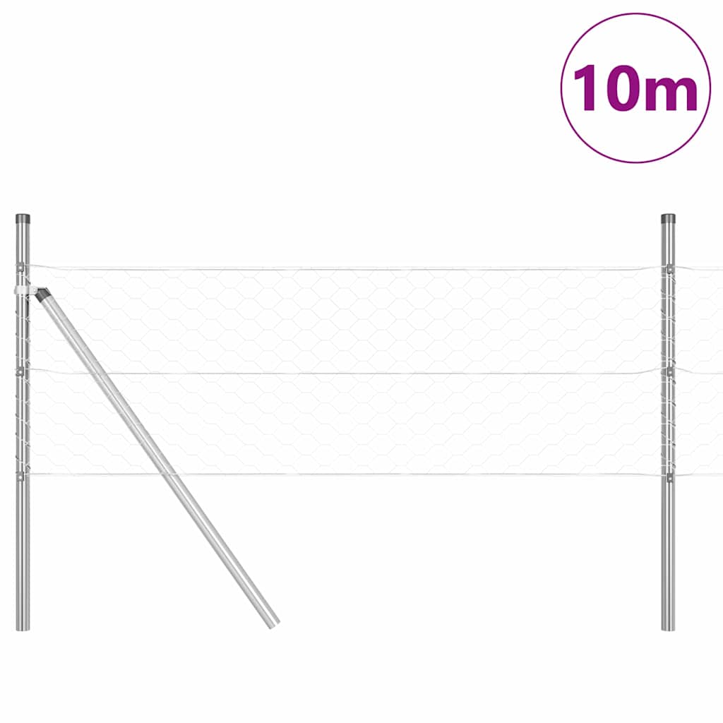 Vidaxl poteau de clôture argent 10 x 0,5 m (maille 50 mm) acier