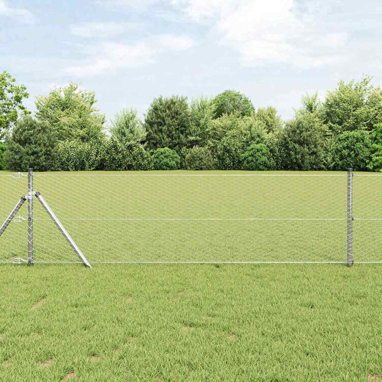 Vidaxl poteau de clôture argent 10 x 0,6 m (maille 25 mm) acier