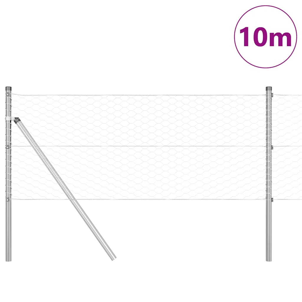 Vidaxl poteau de clôture argent 10 x 0,6 m (maille 36 mm) acier