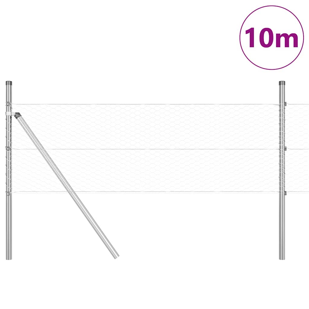 Vidaxl poteau de clôture argent 10 x 0,8 m (maille 25 mm) acier