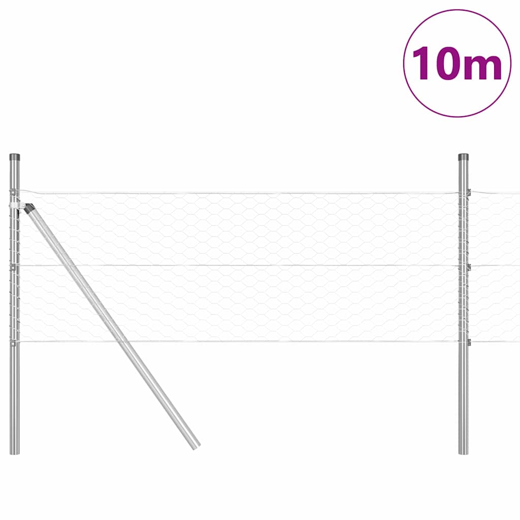 Vidaxl poteau de clôture argent 10 x 0,8 m (maille 36 mm) acier
