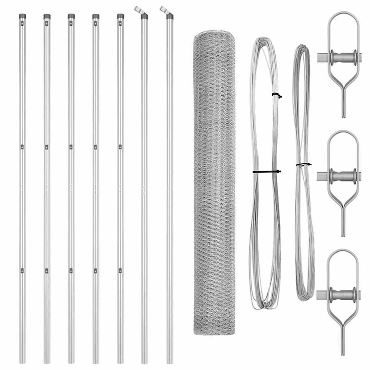 Vidaxl poteau de clôture argent 10 x 1 m (maille 13 mm) acier