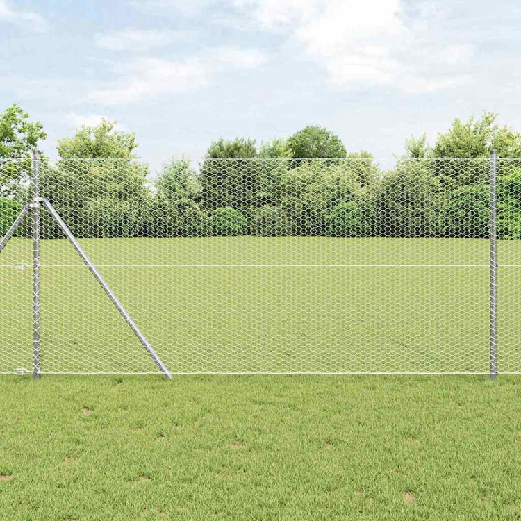 Vidaxl poteau de clôture argent 10 x 1 m (maille 25 mm) acier