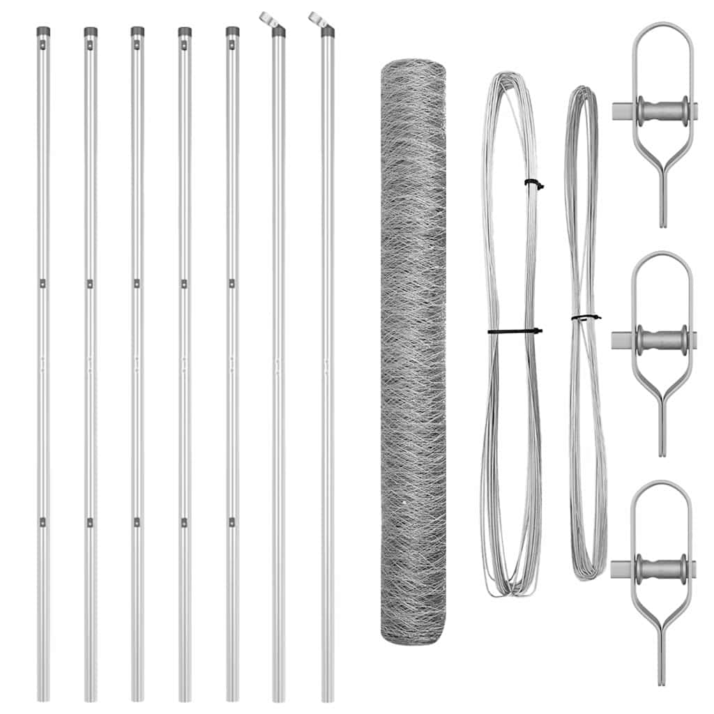Vidaxl poteau de clôture argent 10 x 1 m (maille 36 mm) acier