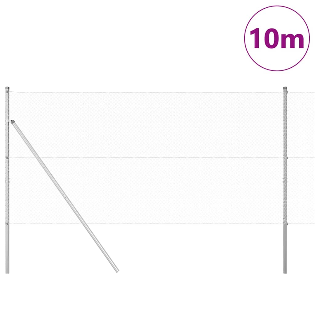 Vidaxl poteau de clôture argent 10 x 1,2 m (maille 13 mm) acier