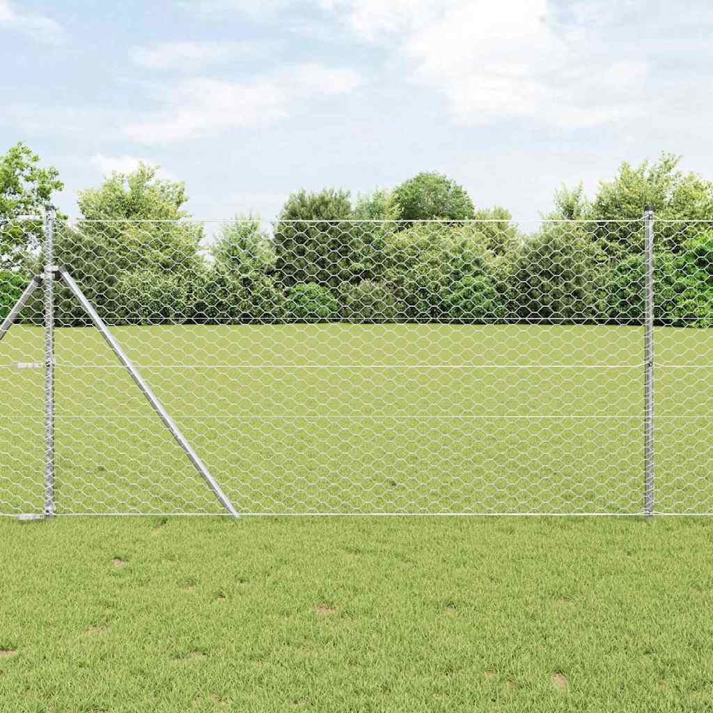 Vidaxl poteau de clôture argent 10 x 1,2 m (maille 50 mm) acier