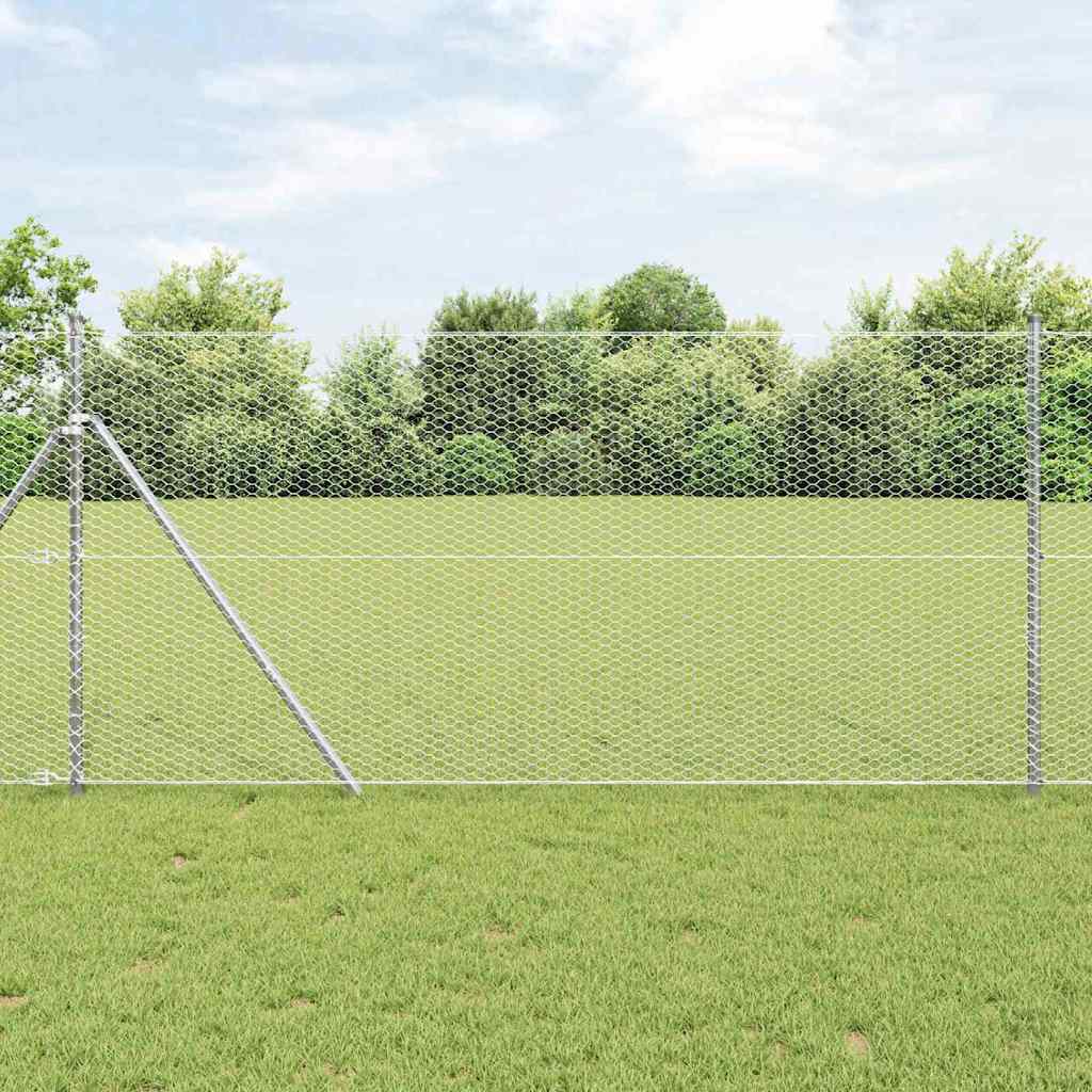 Vidaxl poteau de clôture argent 10 x 1,4 m (maille 25 mm) acier