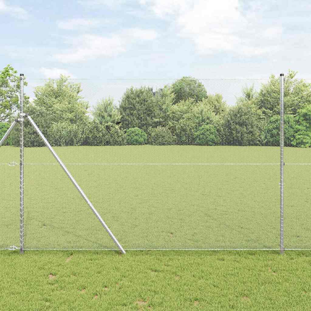 Vidaxl poteau de clôture argent 10 x 1,5 m (maille 13 mm) acier