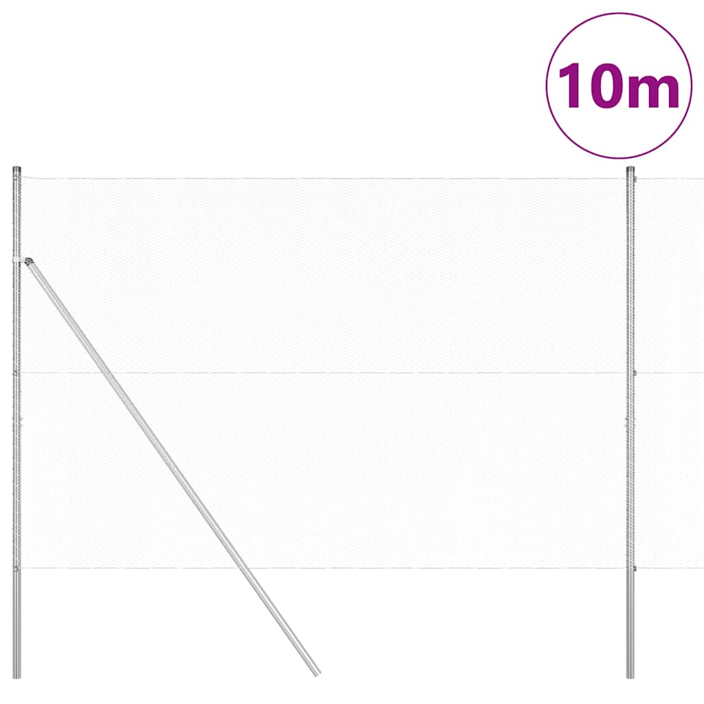 Vidaxl poteau de clôture argent 10 x 1,5 m (maille 13 mm) acier