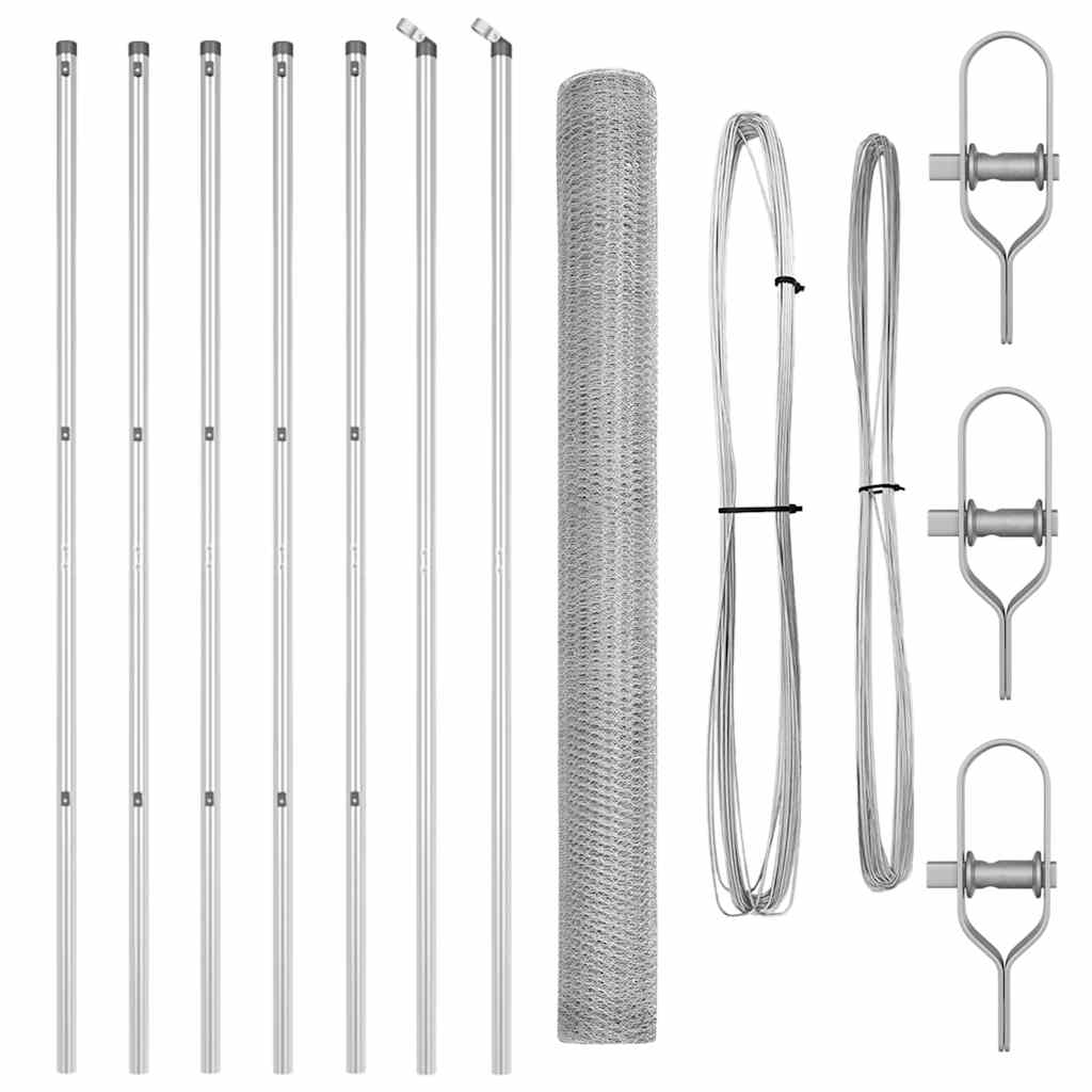 Vidaxl poteau de clôture argent 10 x 1,5 m (maille 25 mm) acier
