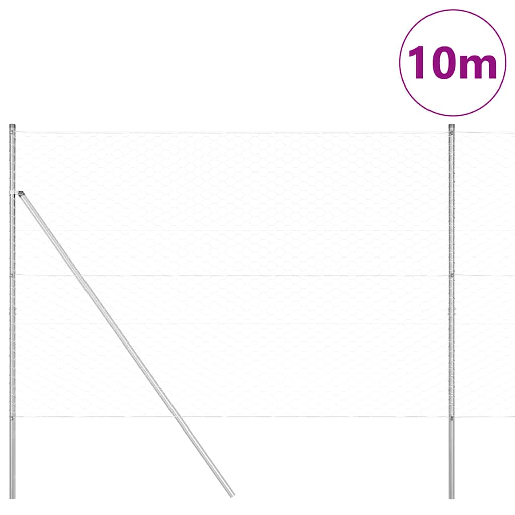Vidaxl poteau de clôture argent 10 x 1,5 m (maille 50 mm) acier