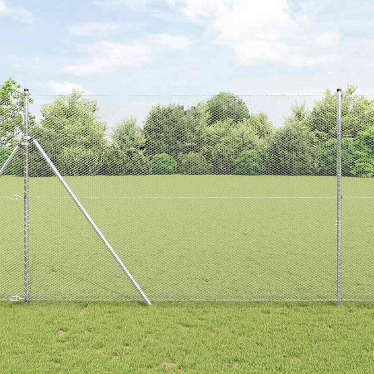 Vidaxl poteau de clôture argent 10 x 1,6 m (maille 13 mm) acier