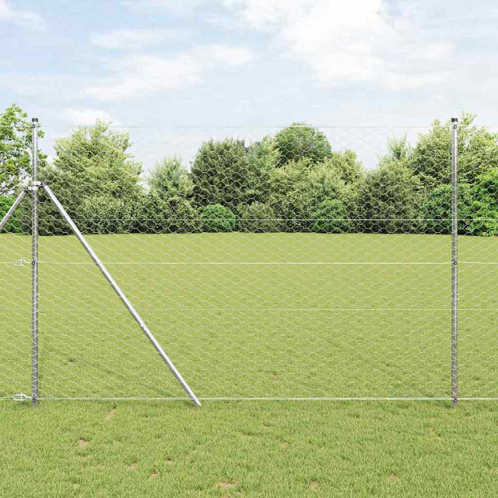 Vidaxl poteau de clôture argent 10 x 1,6 m (maille 50 mm) acier