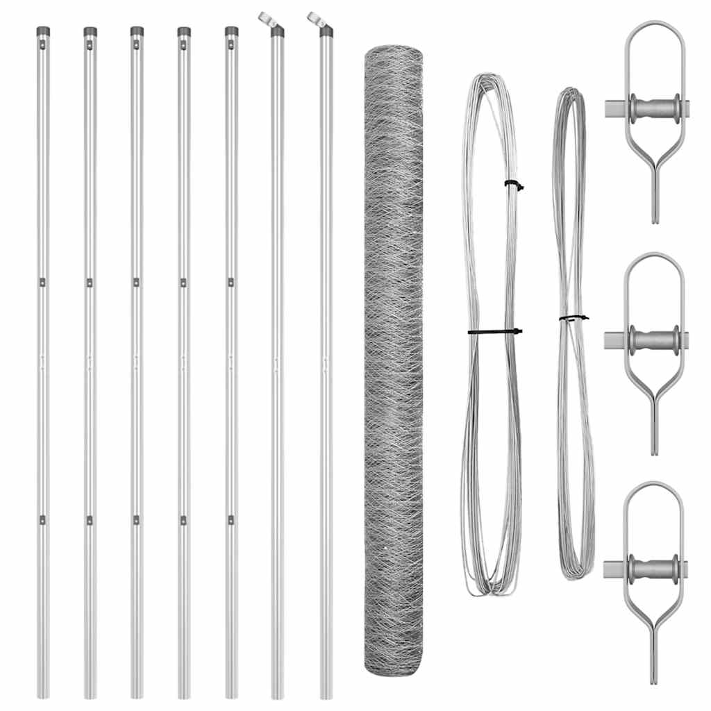 Vidaxl poteau de clôture argent 10 x 1,6 m (maille 50 mm) acier
