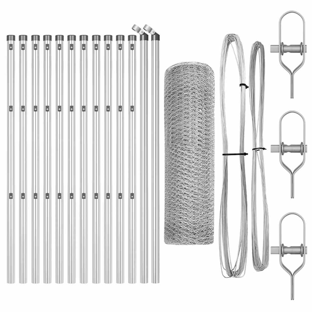 Vidaxl poteau de clôture argent 25 x 0,4 m (maille 13 mm) acier