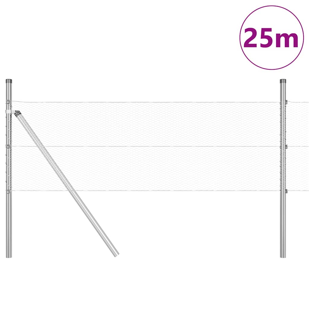 Vidaxl poteau de clôture argent 25 x 0,4 m (maille 13 mm) acier