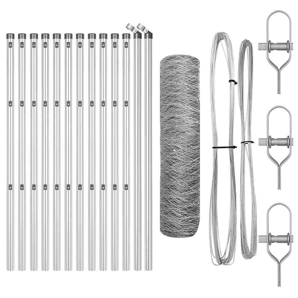 Vidaxl poteau de clôture argent 25 x 0,6 m (maille 36 mm) acier