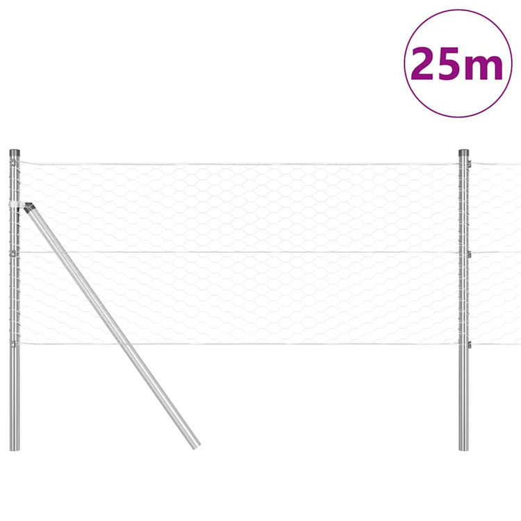Vidaxl poteau de clôture argent 25 x 0,6 m (maille 36 mm) acier