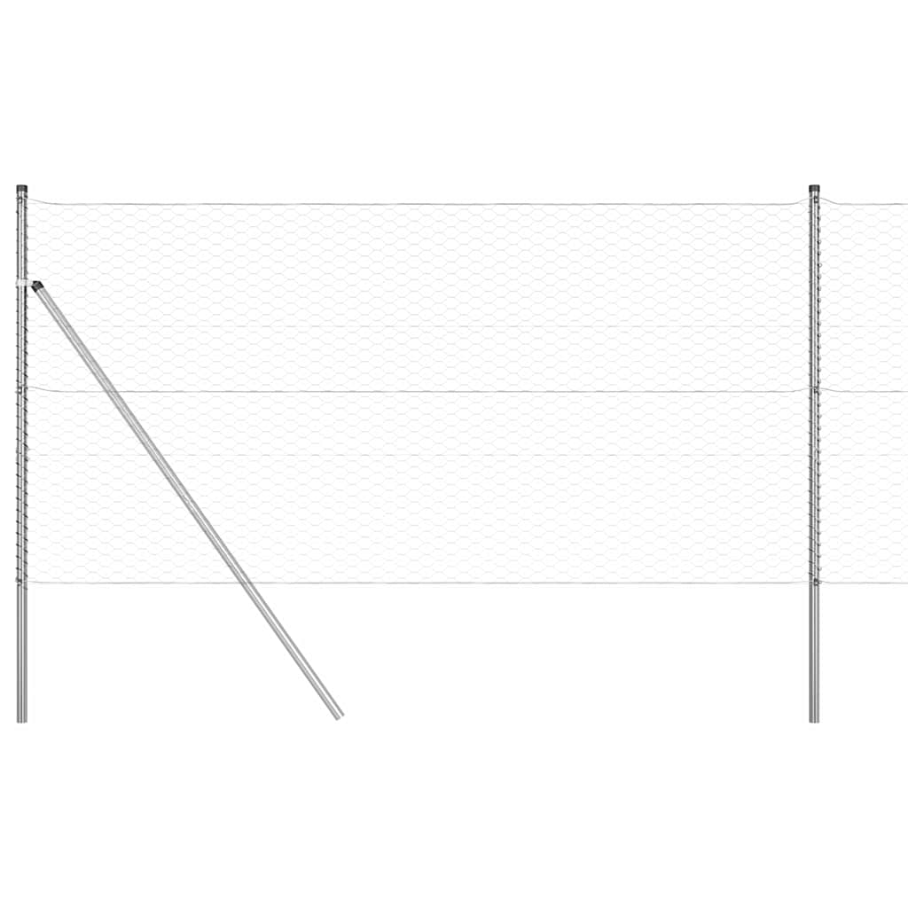 Vidaxl poteau de clôture argent 25 x 1,2 m (maille 36 mm) acier