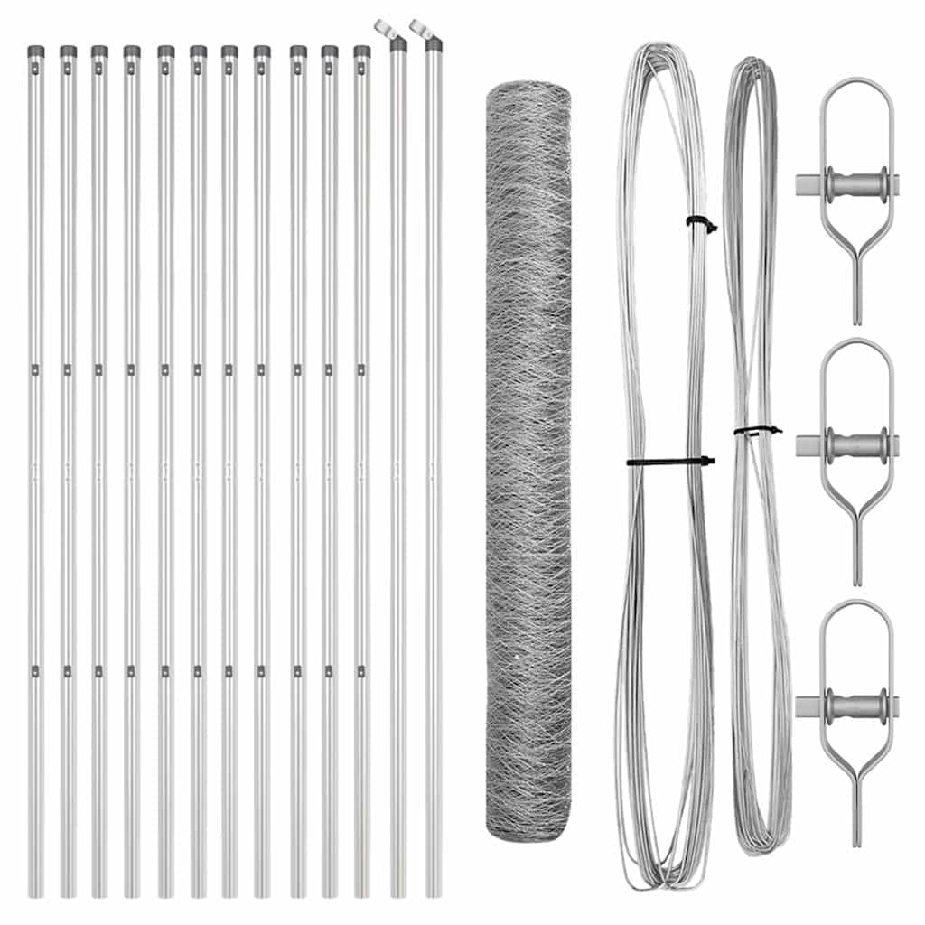 Vidaxl poteau de clôture argent 25 x 1,2 m (maille 50 mm) acier