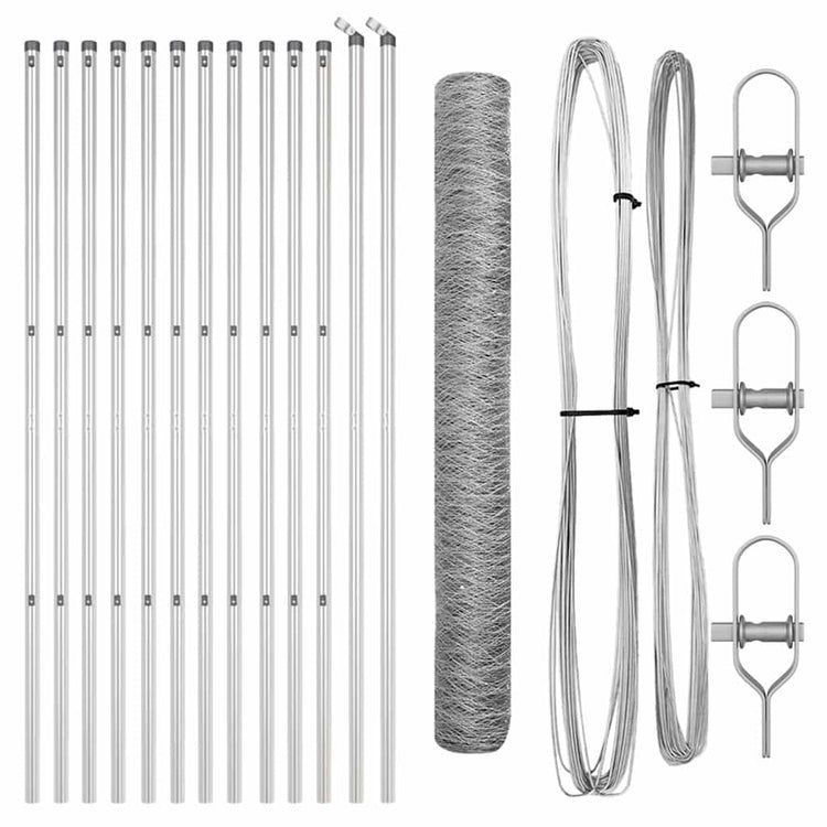 Vidaxl poteau de clôture argent 25 x 1,4 m (maille 36 mm) acier