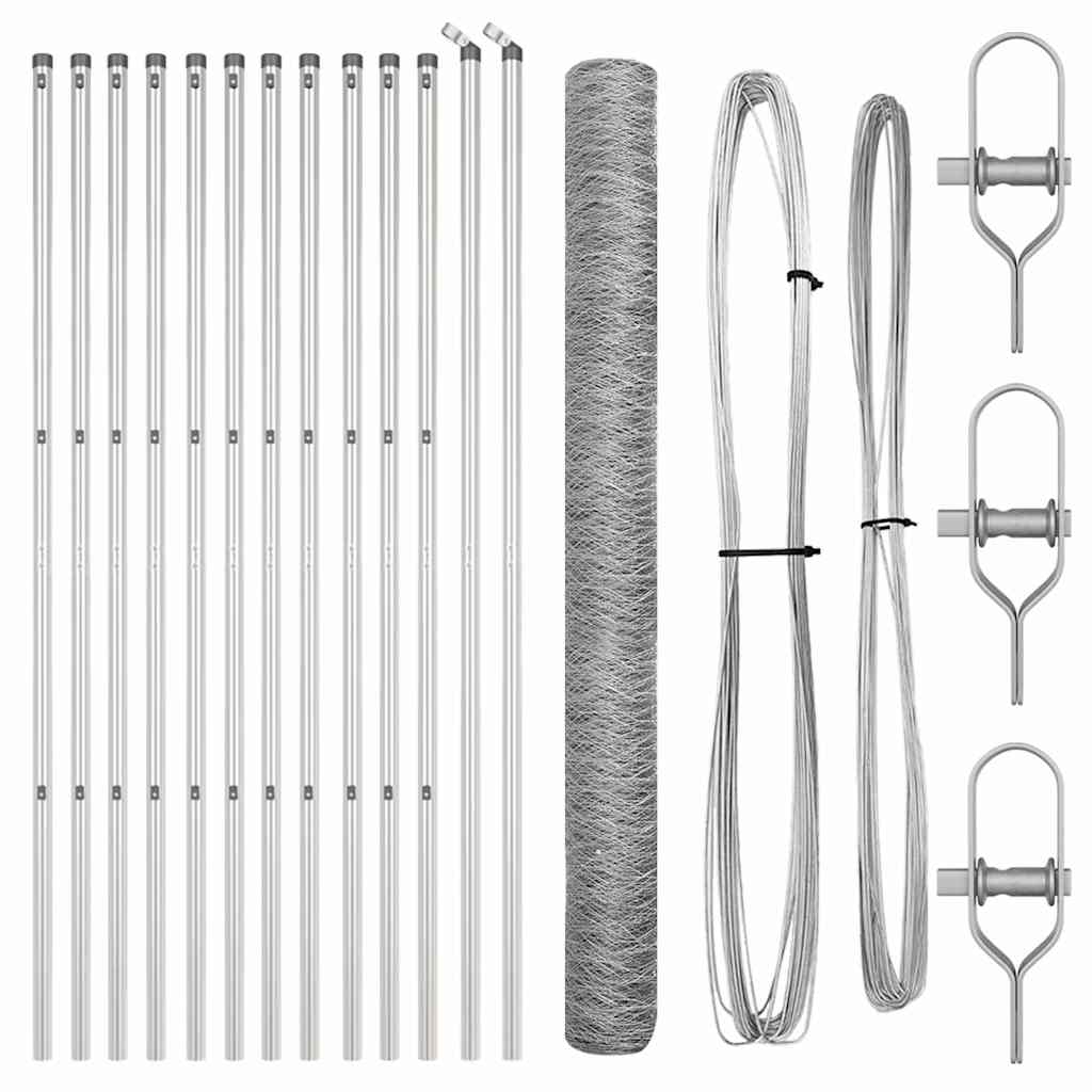 Vidaxl poteau de clôture argent 25 x 1,5 m (maille 36 mm) acier
