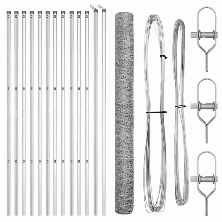 Vidaxl poteau de clôture argent 25 x 1,5 m (maille 50 mm) acier