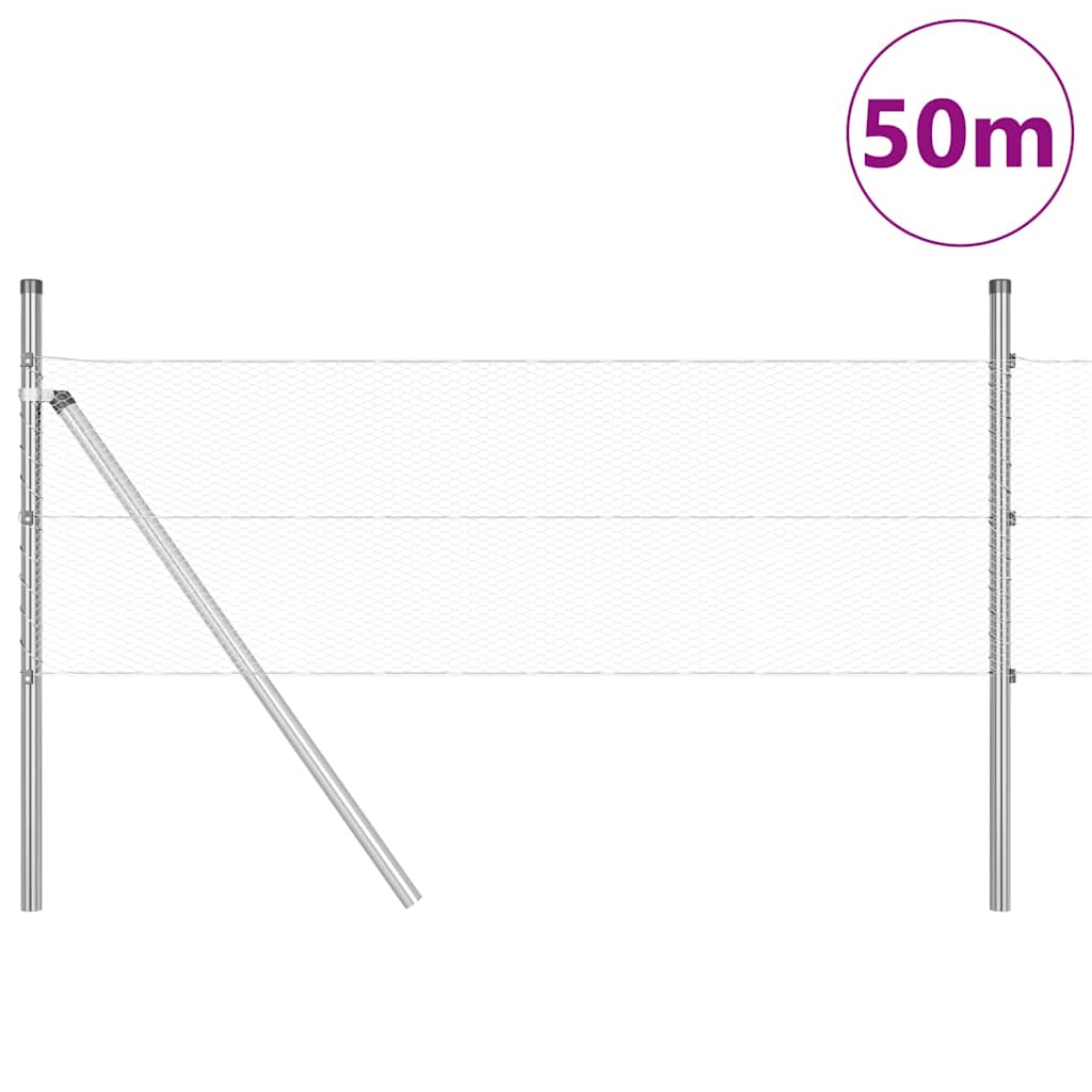 Vidaxl poteau de clôture argent 50 x 0,4 m (maille 13 mm) acier