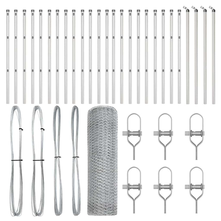 Vidaxl poteau de clôture argent 50 x 0,4 m (maille 25 mm) acier