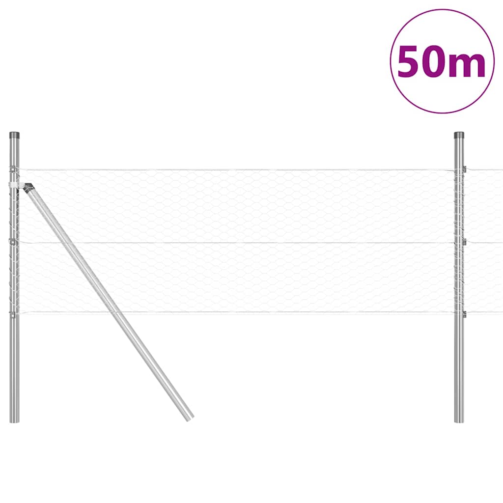 Vidaxl poteau de clôture argent 50 x 0,4 m (maille 25 mm) acier