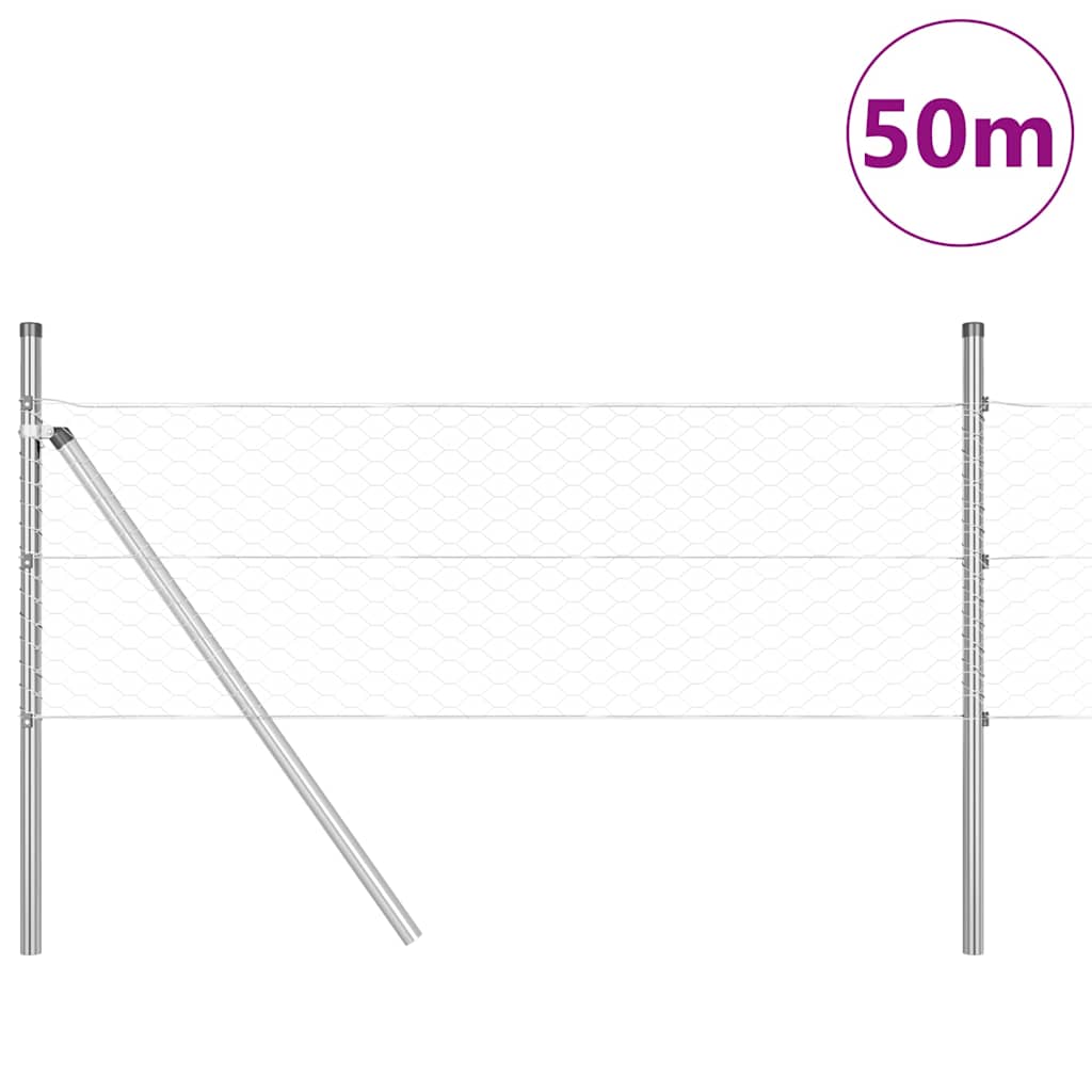 Vidaxl poteau de clôture argent 50 x 0,4 m (maille 36 mm) acier
