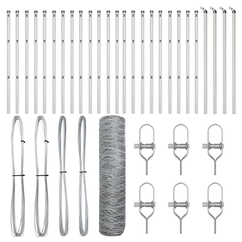 Vidaxl poteau de clôture argent 50 x 0,4 m (maille 50 mm) acier