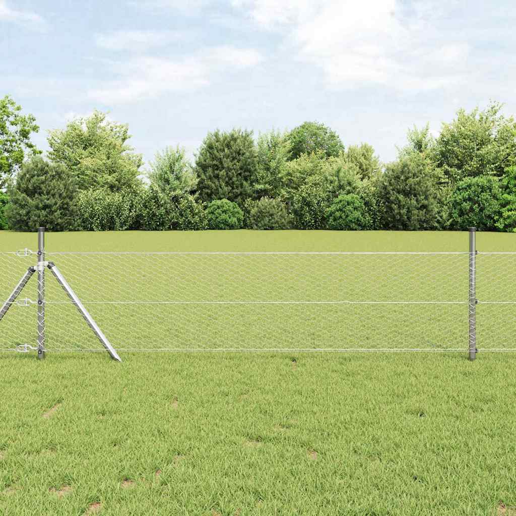 Vidaxl poteau de clôture argent 50 x 0,6 m (maille 25 mm) acier