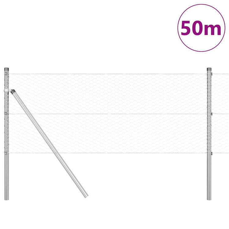 Vidaxl poteau de clôture argent 50 x 0,6 m (maille 25 mm) acier