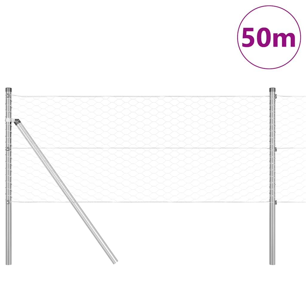Vidaxl poteau de clôture argent 50 x 0,6 m (maille 36 mm) acier