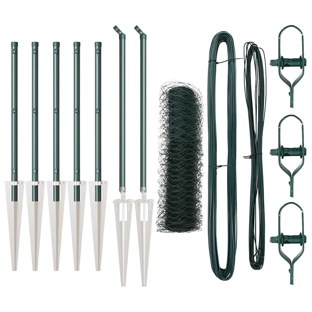 Vidaxl poteau de clôture vert 10 x 0,5 m (maille 36 mm) acier et PVC