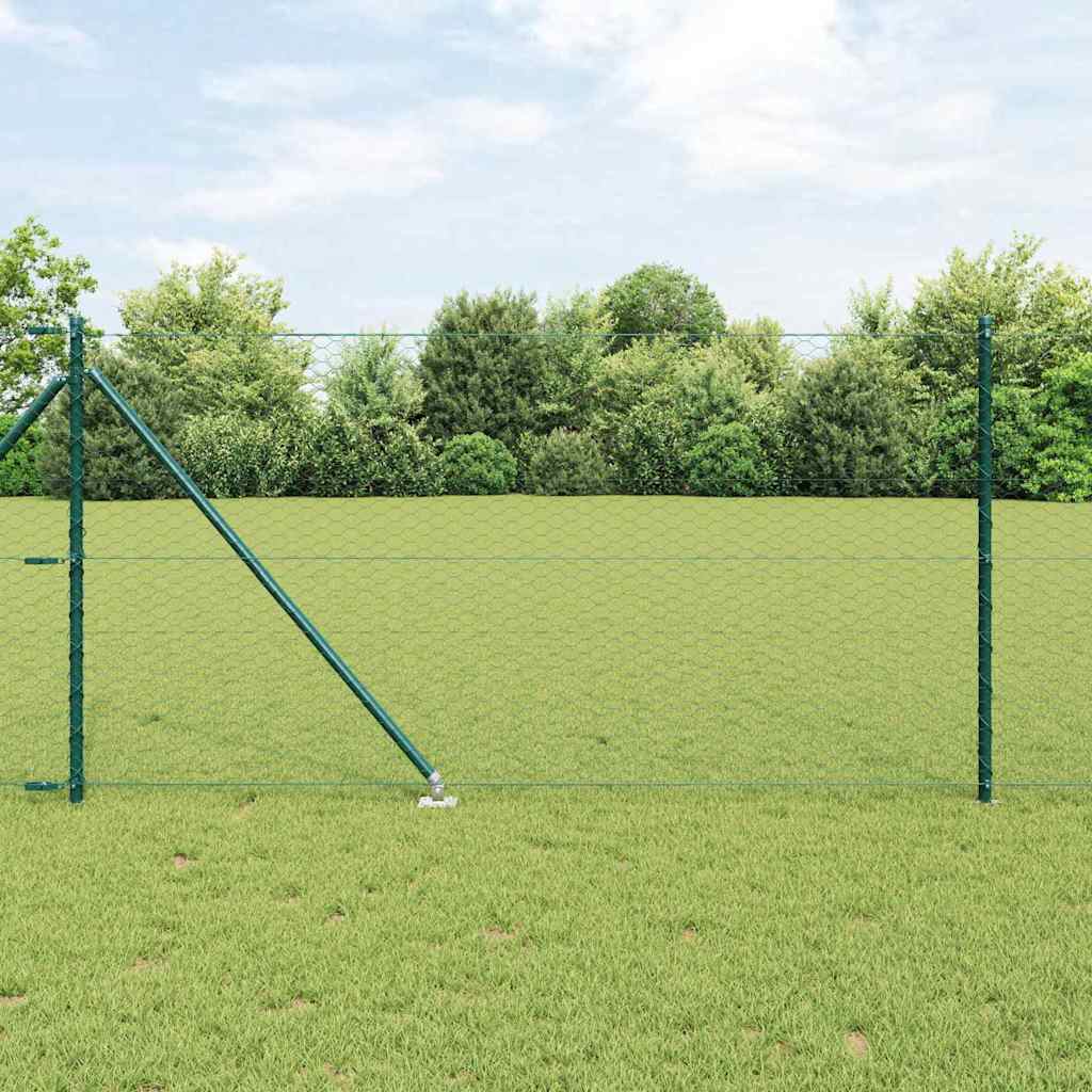 Vidaxl poteau de clôture vert 10 x 1 m (maille 36 mm) acier et PVC