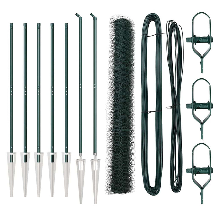 Vidaxl poteau de clôture vert 10 x 1 m (maille 36 mm) acier et PVC
