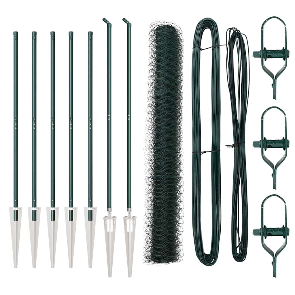 Vidaxl poteau de clôture vert 10 x 1 m (maille 50 mm) acier et PVC