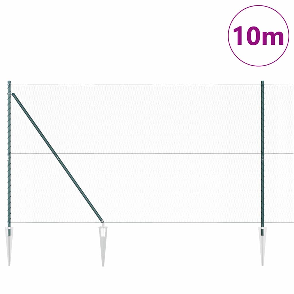 Poteau de clôture Vidaxl vert 10 x 1,5 m (maille 13 mm) acier et PVC